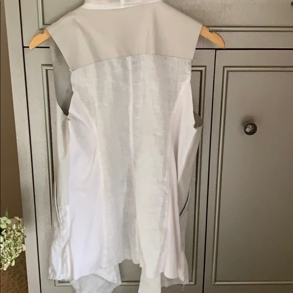 Leather and linen vest - Picture 3 of 4